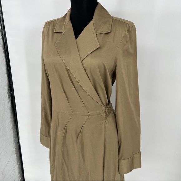 NWT Talbots Trench Wrap Dress Khaki Tan Poplin Dress - Picture 2 of 12